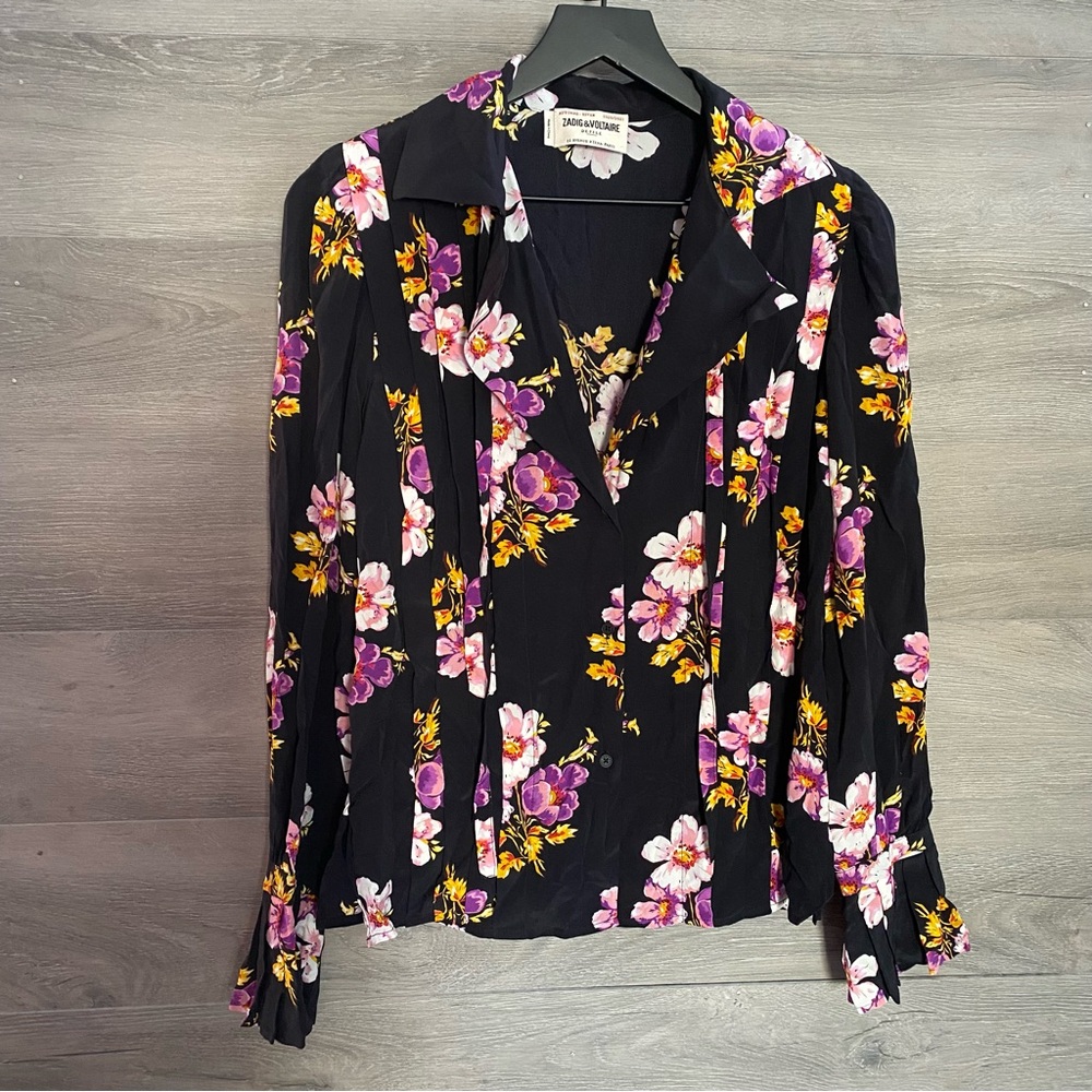 Zadig & Voltaire Tessa Peonies Tunic Silk Blouse